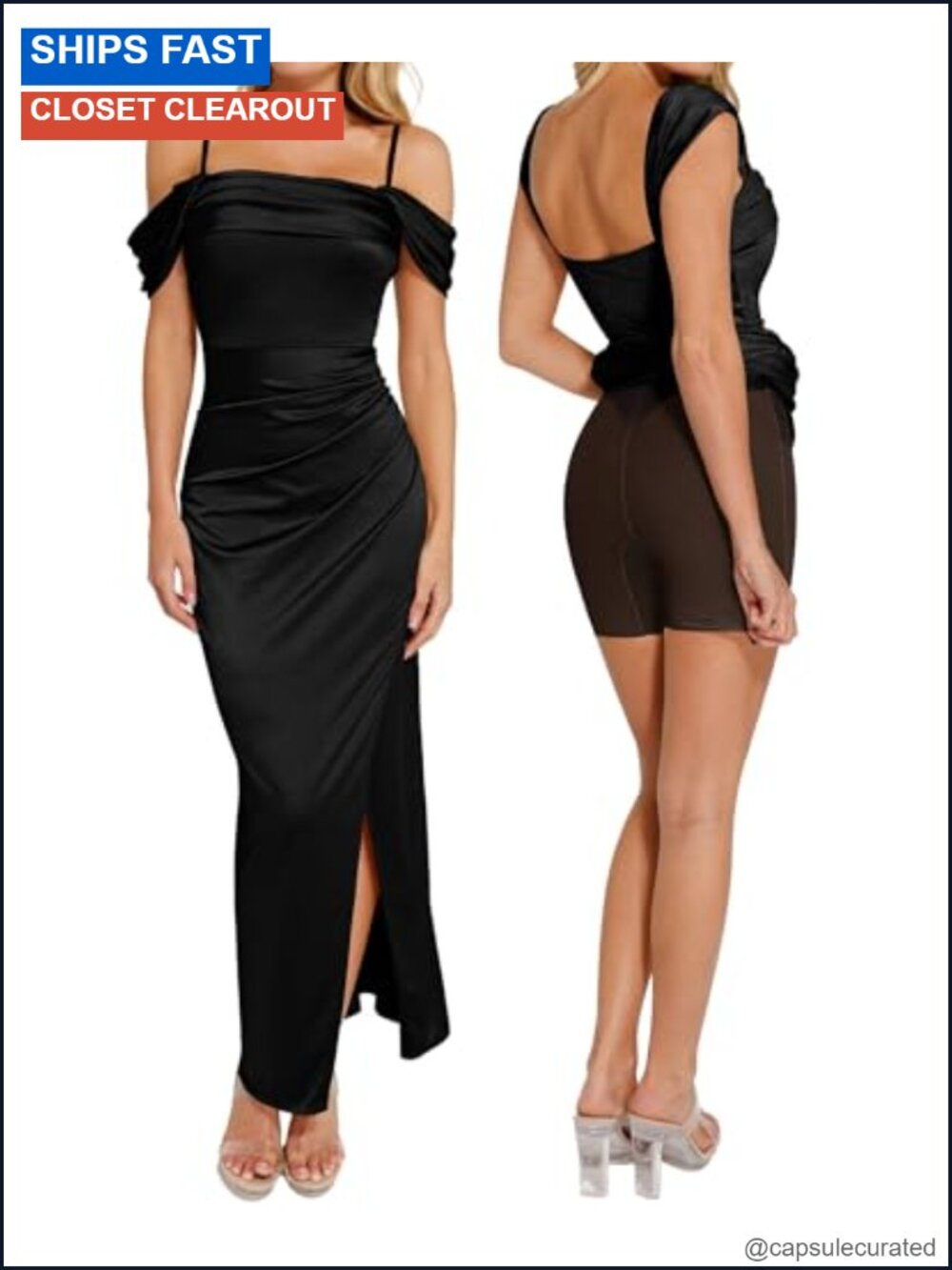 Off Shoulder Shapewear Maxi Dress Convertible Formal